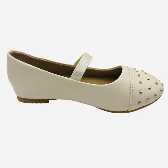 Toddler Girls' Ballet Flats Studded Toe Slip On Gold Beads Cat & Jack Size 9 - Picture 2 of 5